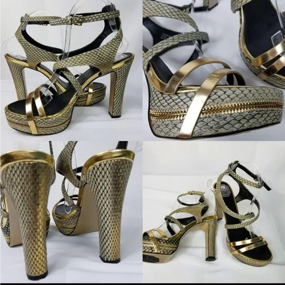 Donald J. Pliner Gold and Black Heels - Picture 2 of 15